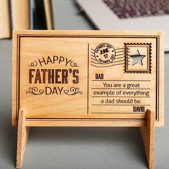 Papa Bear Wood Card, Personalized Father's Day Gifts