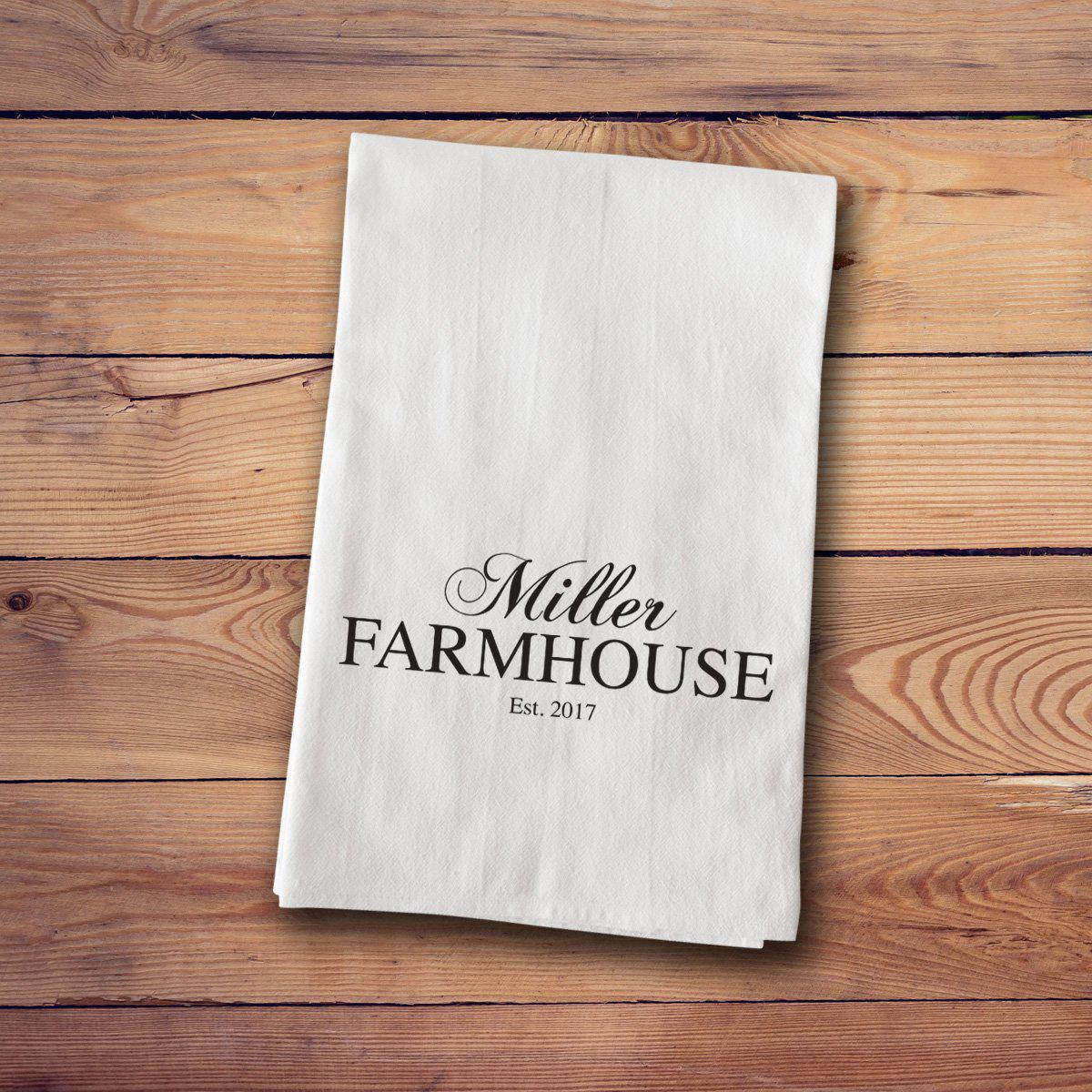 One, Two, Three, Five, or 10 Personalized Farmhouse Kitchen Tea Towels from  Qualtry (Up to 58% Off)