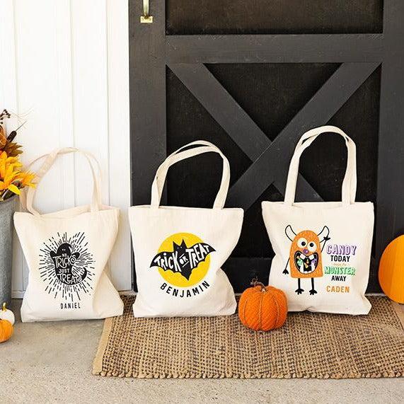 Halloween Print Personalized Halloween Canvas Tote Bag- 14 x 10