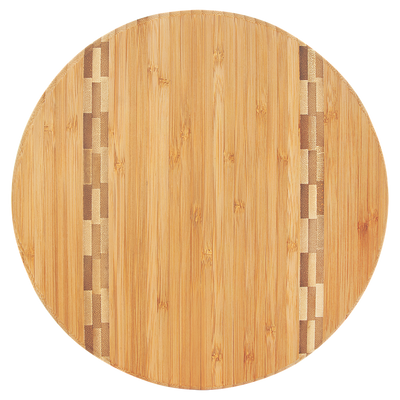 Personalized Round Bamboo Cutting Board with Butcher Block Inlay - Wedding Designs - - Lazerworx