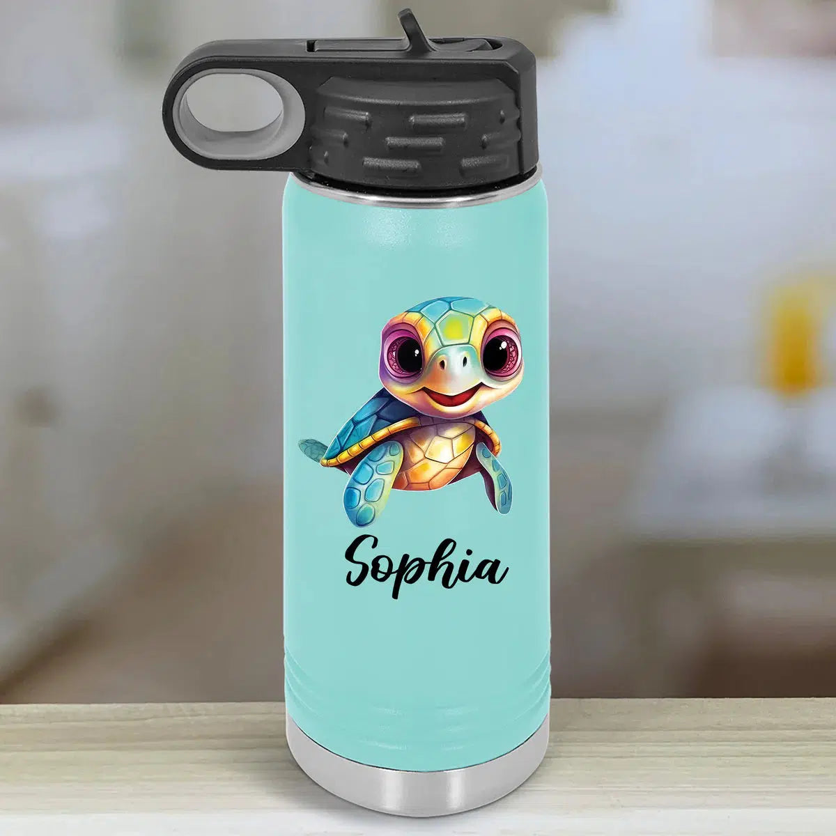 Personalized Kids Water Bottle Tumblers -  Sea Turtle -  - Lazerworx