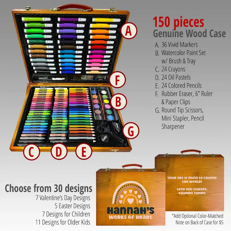 Personalized 150-pc Kids Art Kit with Carrying Case