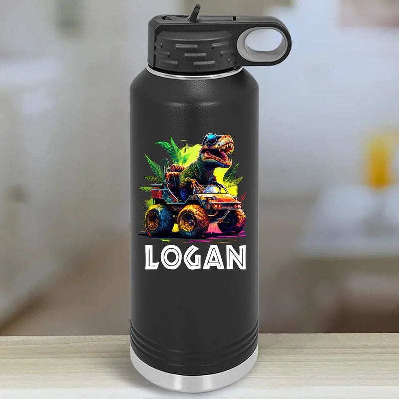 Personalized Kids Water Bottle Tumblers - T-Rex Truck -  - Lazerworx