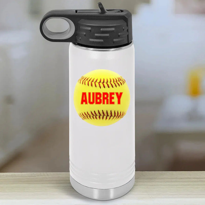 Personalized Kids Water Bottle Tumblers - Softball -  - Lazerworx