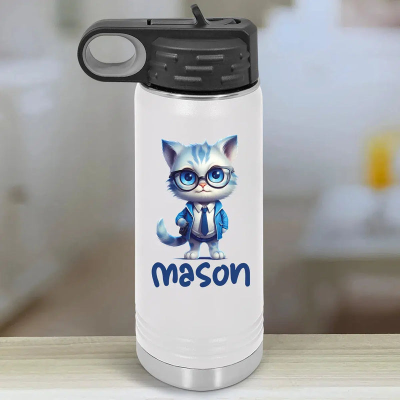 Personalized Kids Water Bottle Tumblers - Kitten School -  - Lazerworx