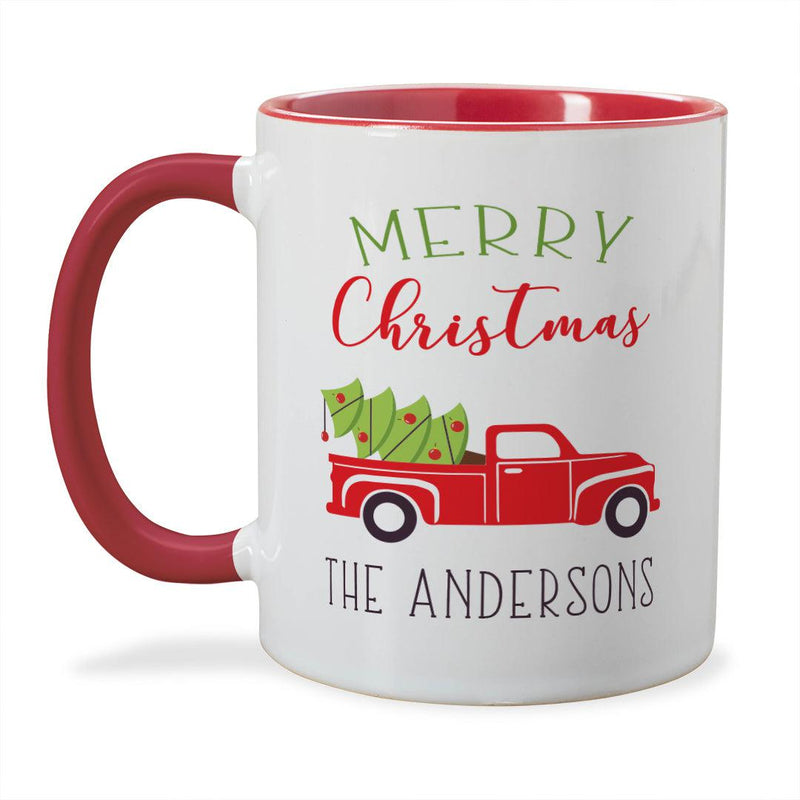 Personalized Red Truck Christmas Ceramic Mug -  - Gifts For You Now