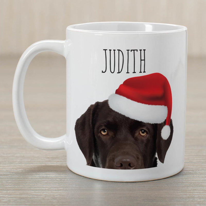 Personalized Choose Your Dog Santa Hat Christmas Mug - Chocolate Lab - Gifts For You Now