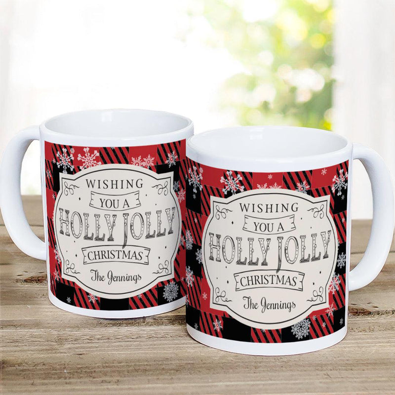 Personalized Holly Jolly White Ceramic Mug -  - Gifts For You Now