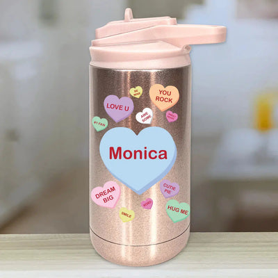 Personalized Kids Water Bottle Tumblers - Candy Heart -  - Lazerworx