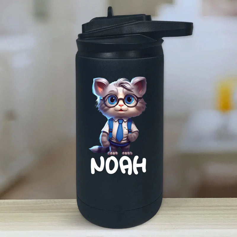 Personalized Kids Water Bottle Tumblers - Kitten School -  - Lazerworx