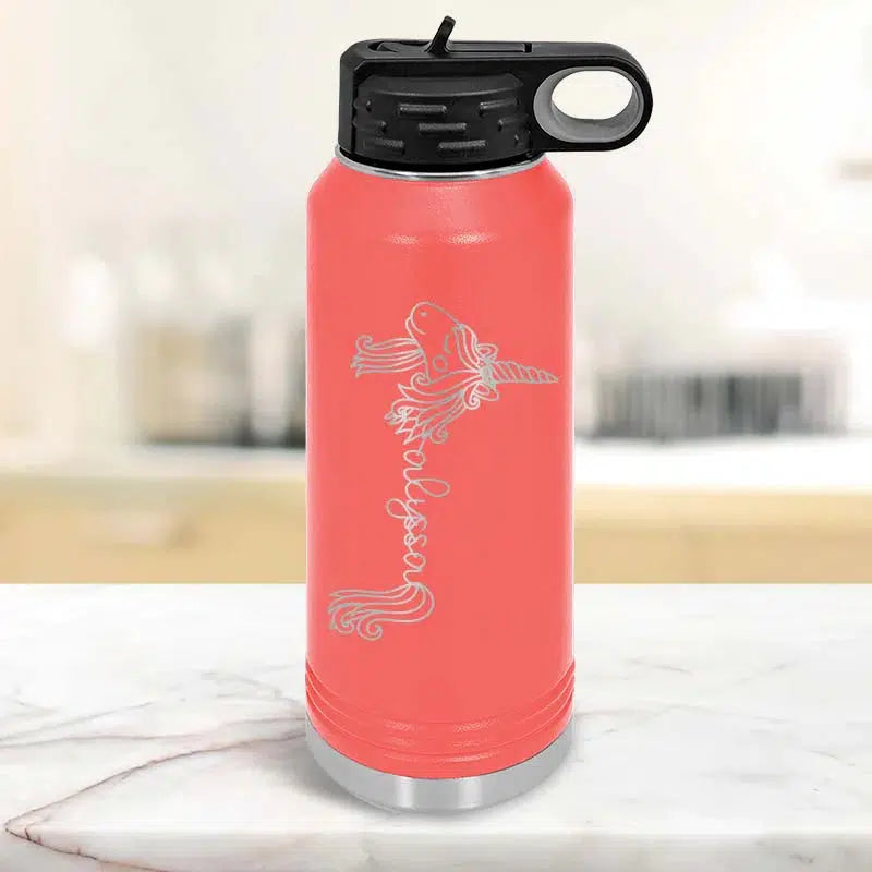 Personalized Unicorn Water Bottle Tumblers for Kids with Laser Engraved Name -  - Lazerworx