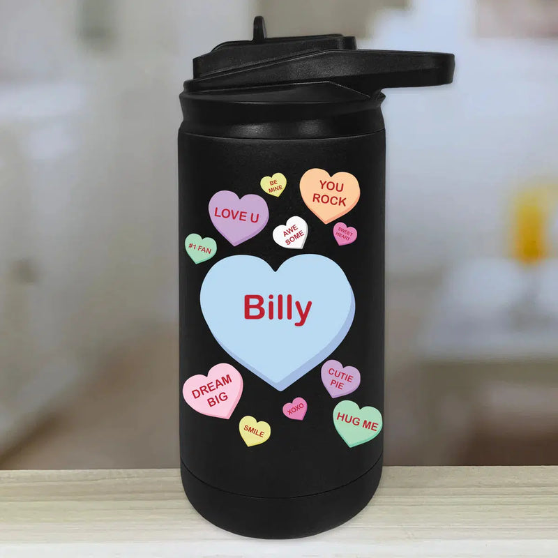 Personalized Kids Water Bottle Tumblers - Candy Heart -  - Lazerworx