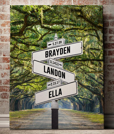 Personalized Established + Kid Birth Date + Name Street Sign Canvas Wall Art - - Lazerworx