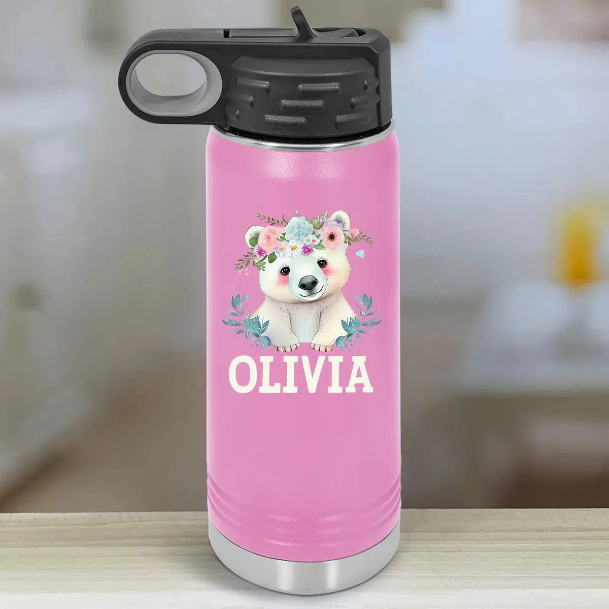 Personalized Kids Water Bottle Tumblers - Baby Animals Floral -  - Lazerworx