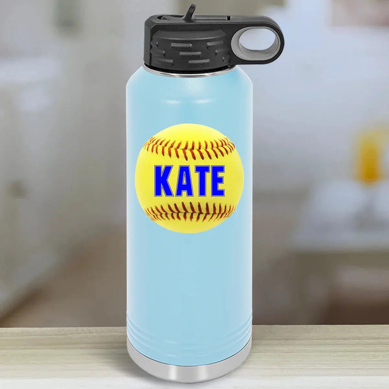 Personalized Kids Water Bottle Tumblers - Softball -  - Lazerworx