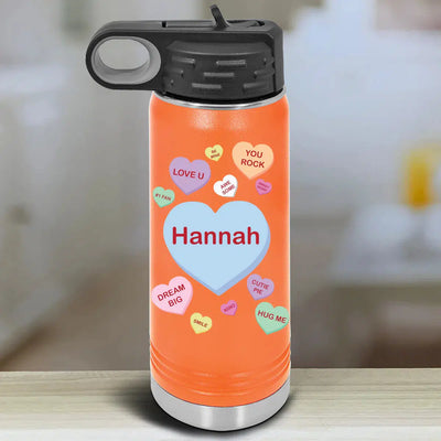 Personalized Kids Water Bottle Tumblers - Candy Heart -  - Lazerworx