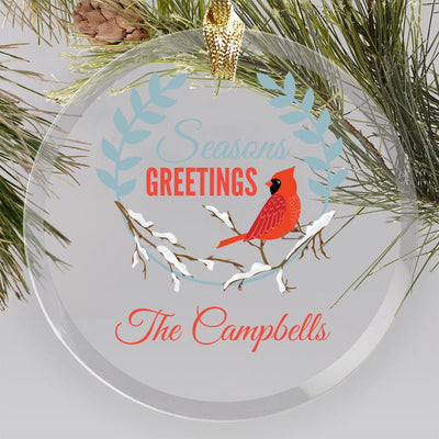 Personalized Season's Greetings Cardinal Jade Ornament -  - Gifts For You Now