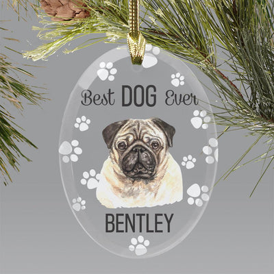 Personalized Choose Your Dog Best Dog Ever Christmas Ornament - Pug - Gifts For You Now