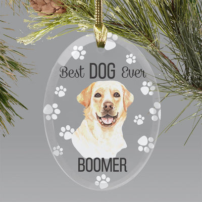 Personalized Choose Your Dog Best Dog Ever Christmas Ornament - Yellow Lab - Gifts For You Now