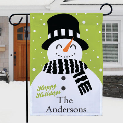 Personalized Happy Holidays Snowman Garden Flag - Print One Side - Gifts For You Now