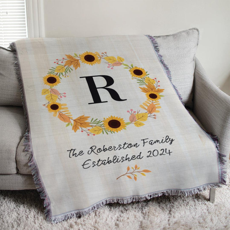 Personalized Fall Wreath Afghan Throw - - Gifts For You Now