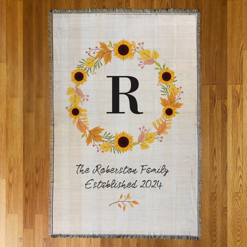 Personalized Fall Wreath Afghan Throw - - Gifts For You Now