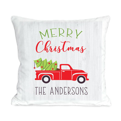 Personalized Red Truck Christmas Throw Pillow Sham -  - Gifts For You Now