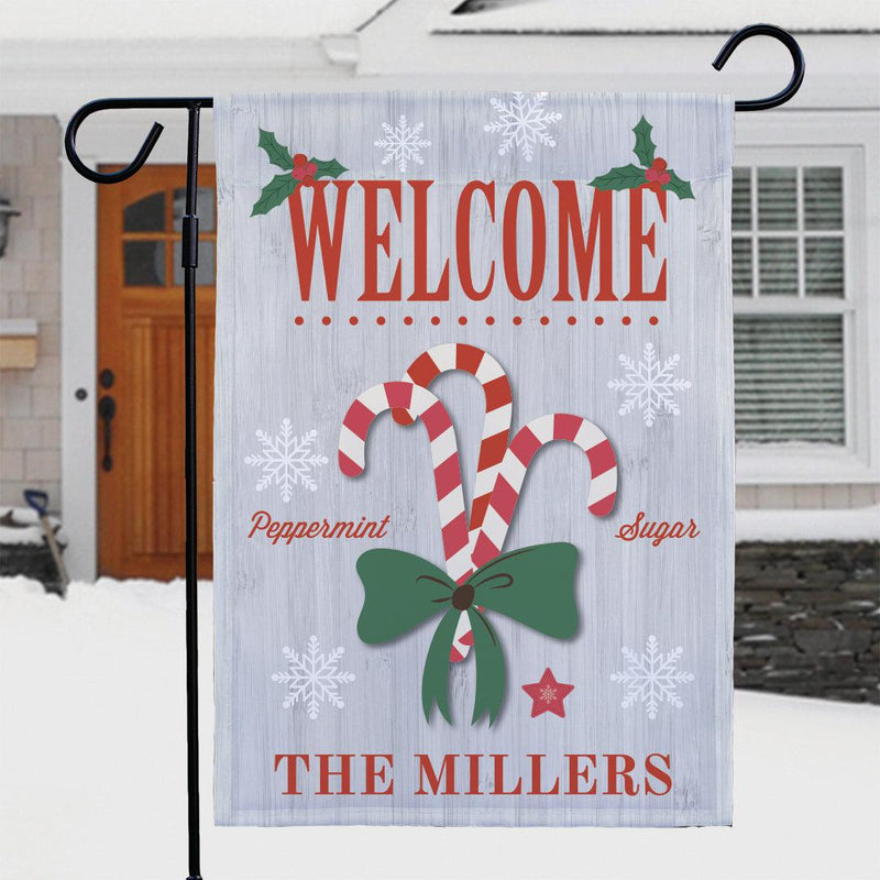 Personalized Candy Cane Garden Flag - Print One Side - Gifts For You Now