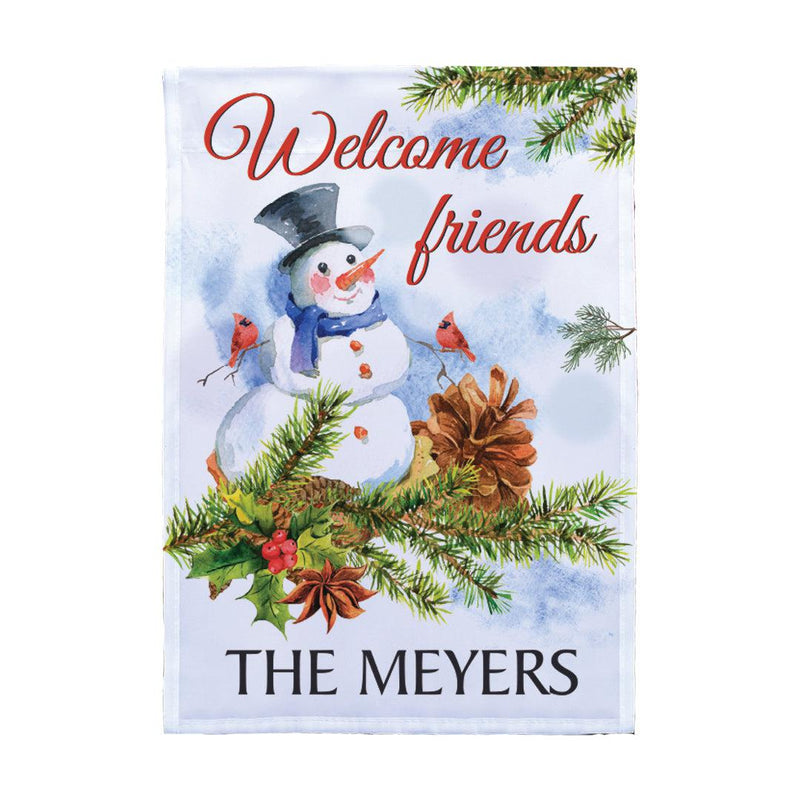 Personalized Snowman Welcome Friends Garden Flag -  - Gifts For You Now