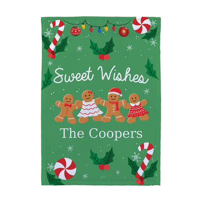 Personalized Sweet Wishes Gingerbread Garden Flag -  - Gifts For You Now