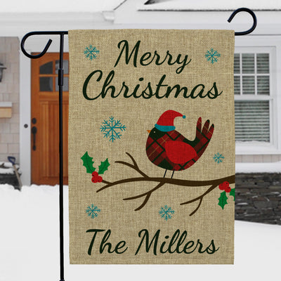 Personalized Cardinal Christmas Hat Garden Flag - Print One Side - Gifts For You Now