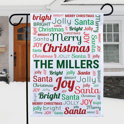 Personalized Christmas Family Word Art Garden Flag - Print One Side - Gifts For You Now