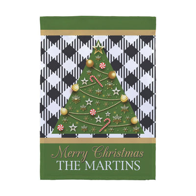 Personalized Holiday Plaid Christmas Tree Garden Flag -  - Gifts For You Now