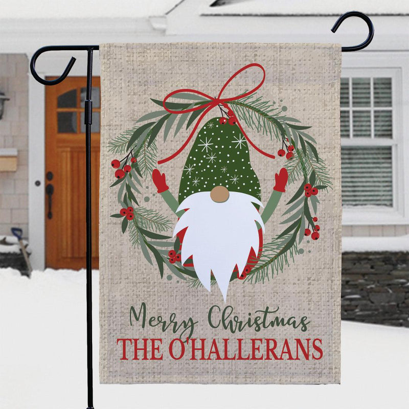 Personalized Merry Christmas with Burlap Gnome Garden Flag -  - Gifts For You Now