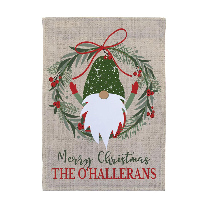 Personalized Merry Christmas with Burlap Gnome Garden Flag -  - Gifts For You Now