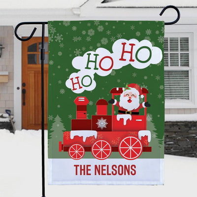 Personalized Ho Ho Ho Santa Train Garen Flag - Print One Side - Gifts For You Now