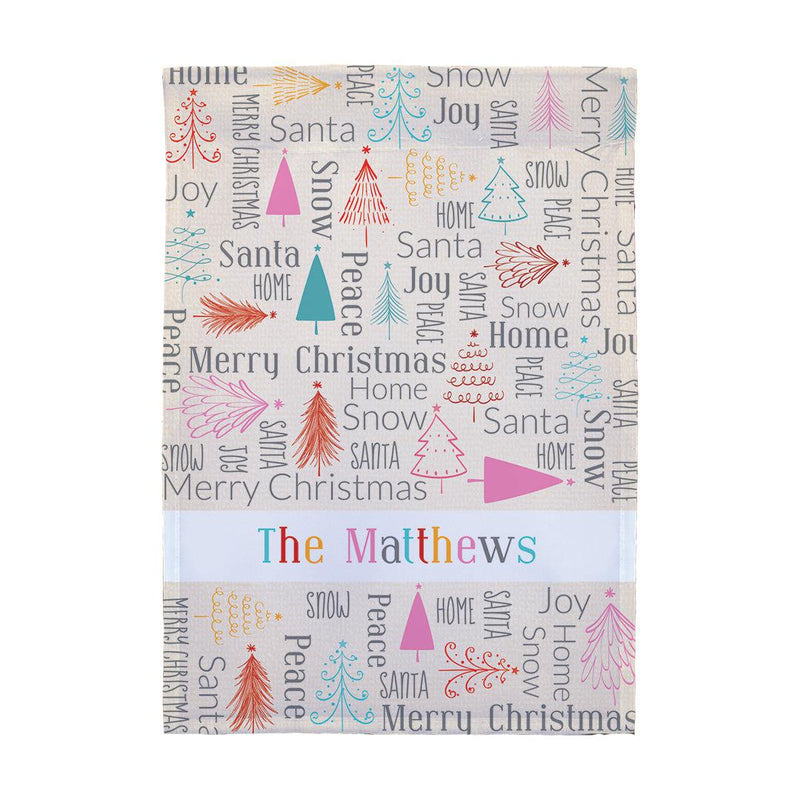 Personalized Bright Christmas Word Art Garden Flag -  - Gifts For You Now