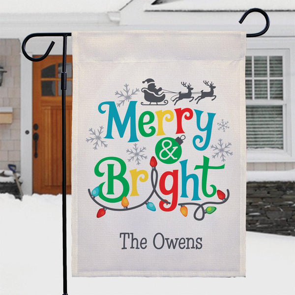 Personalized Merry and Bright Garden Flag - Print One Side - Gifts For You Now