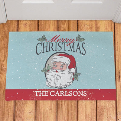 Personalized Merry Christmas Santa with Holly Door Mat - 18x24 - Gifts For You Now