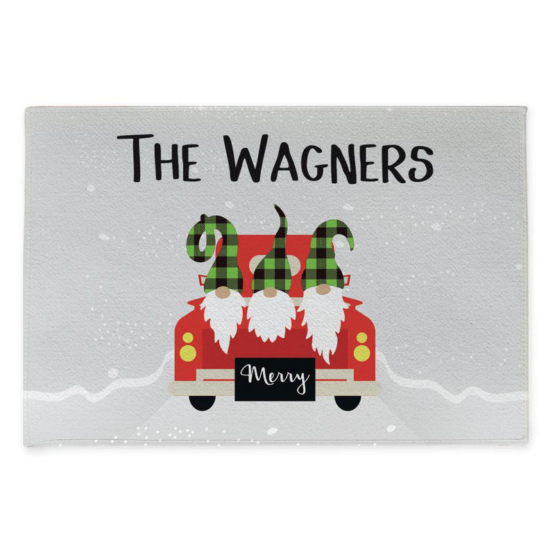 Personalized Christmas Truck Plaid Gnomes Doormat -  - Gifts For You Now