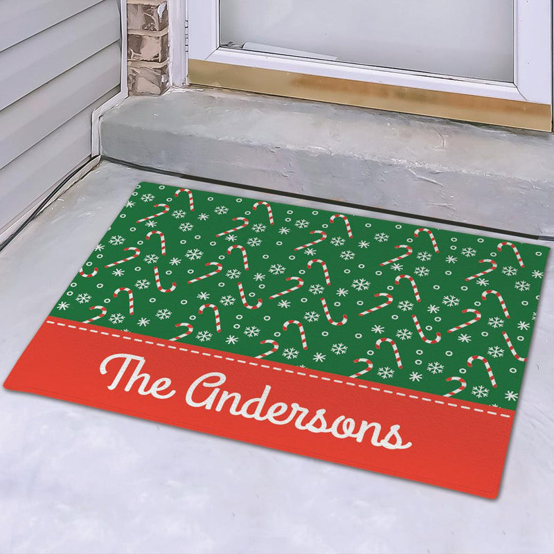 Personalized Candy Canes Doormat - 18x24 - Gifts For You Now