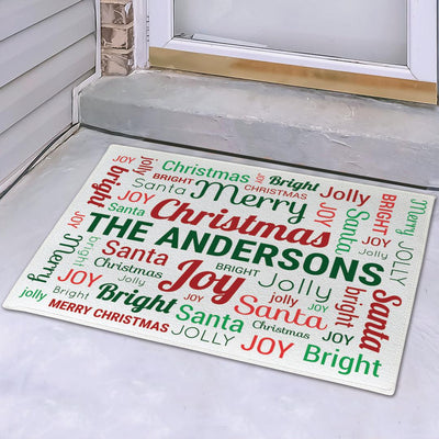 Personalized Christmas Family Word Art Doormat - 18x24 - Gifts For You Now