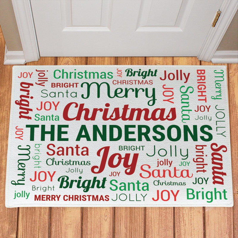 Personalized Christmas Family Word Art Doormat -  - Gifts For You Now