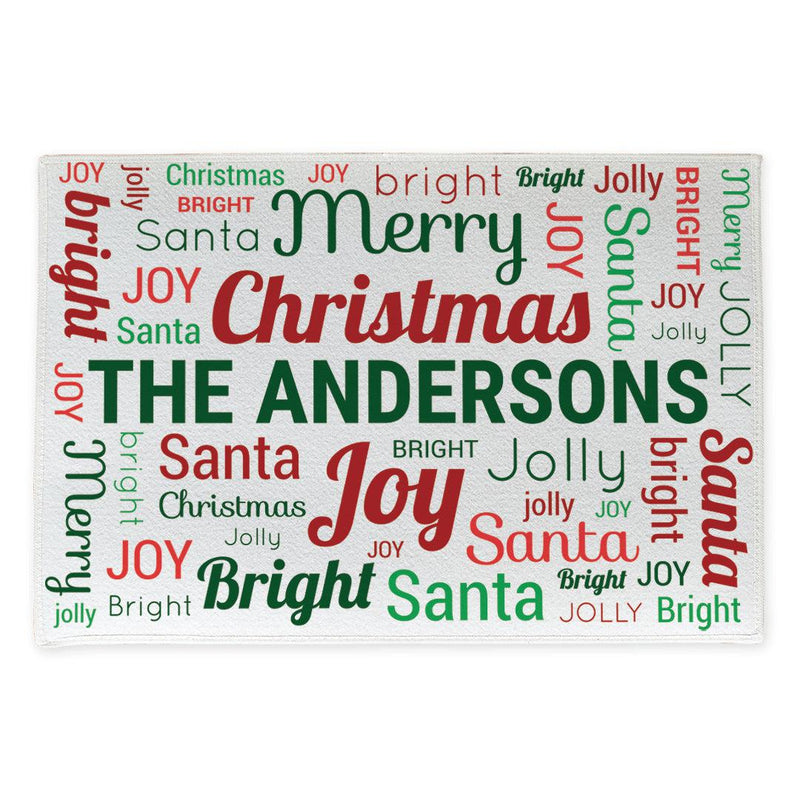 Personalized Christmas Family Word Art Doormat -  - Gifts For You Now