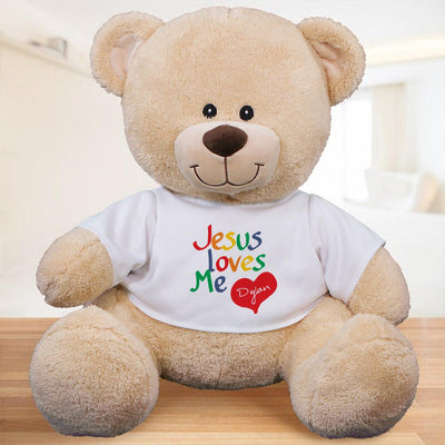 Personalized Name Jesus Loves Me Stuffed Teddy Bear