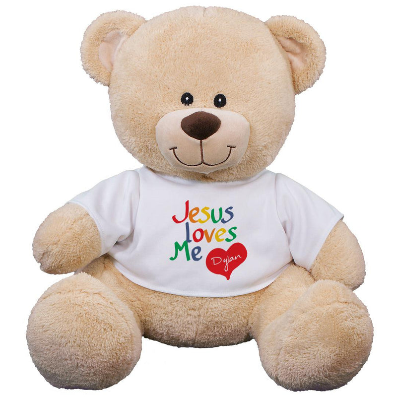 Personalized Name Jesus Loves Me Stuffed Teddy Bear