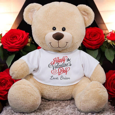 Personalized Name Happy Valentines Day Stuffed Teddy Bear - 11" - Gifts For You Now