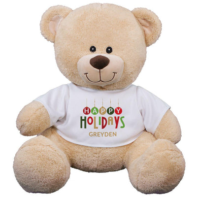 Personalized Name Happy Holidays Stuffed Teddy Bear - - Gifts For You Now