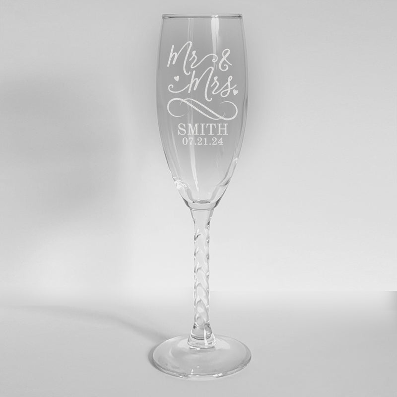 Personalized Mr. & Mrs. Twisted Stem Flute -