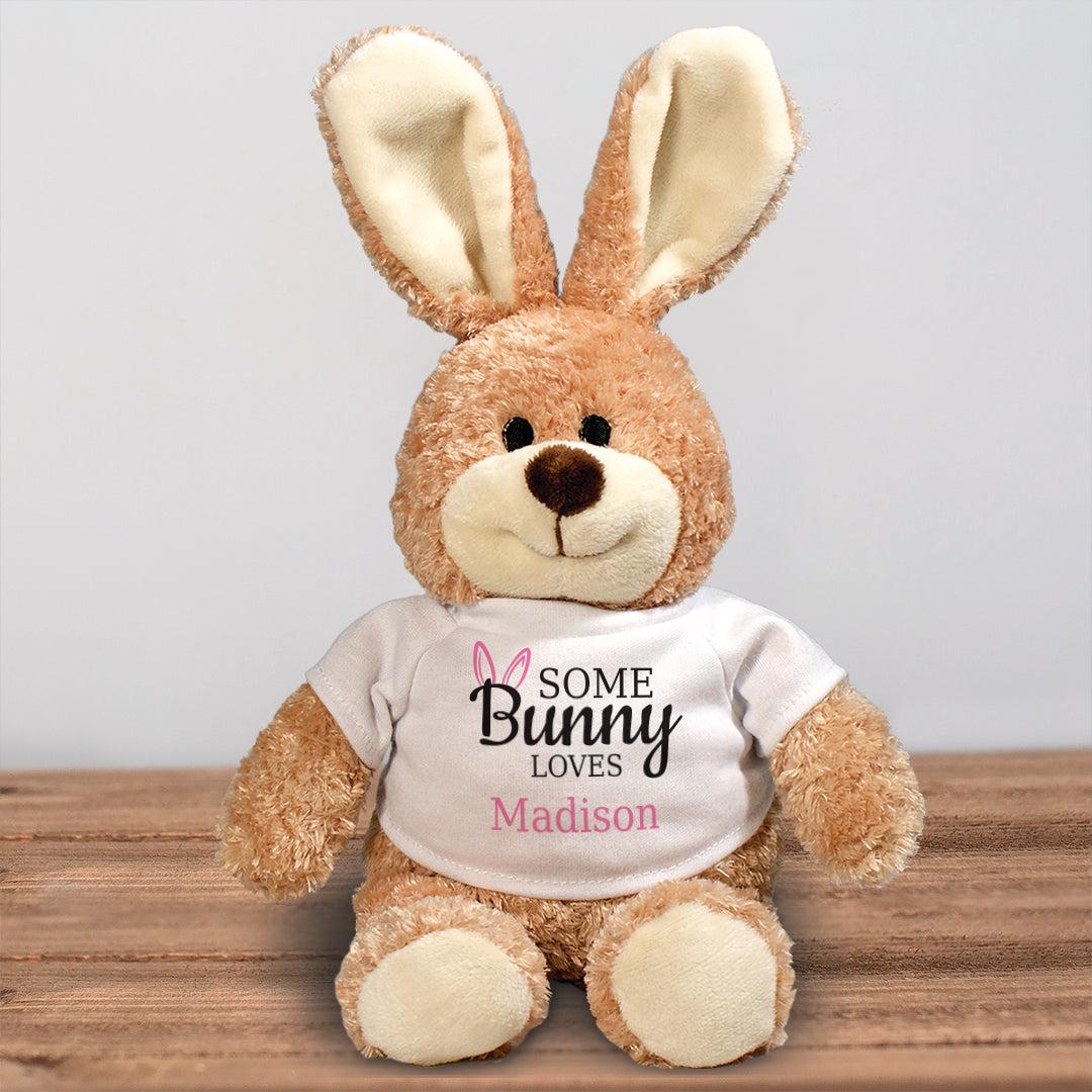 Personalized Name Somebunny Loves Stuffed Bunny